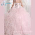 Sequined Beading Crystal Ruffles Pink Quinceanera Dresses Ball Gown